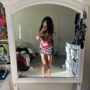 Ed Hardy Colorful Graphic Mini Dress